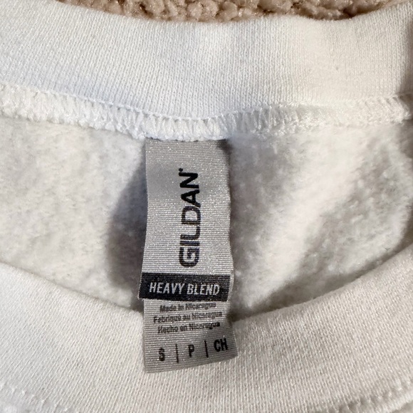 Gildan Women's White Sweater with Floral Embroidery - Picture 2 of 2